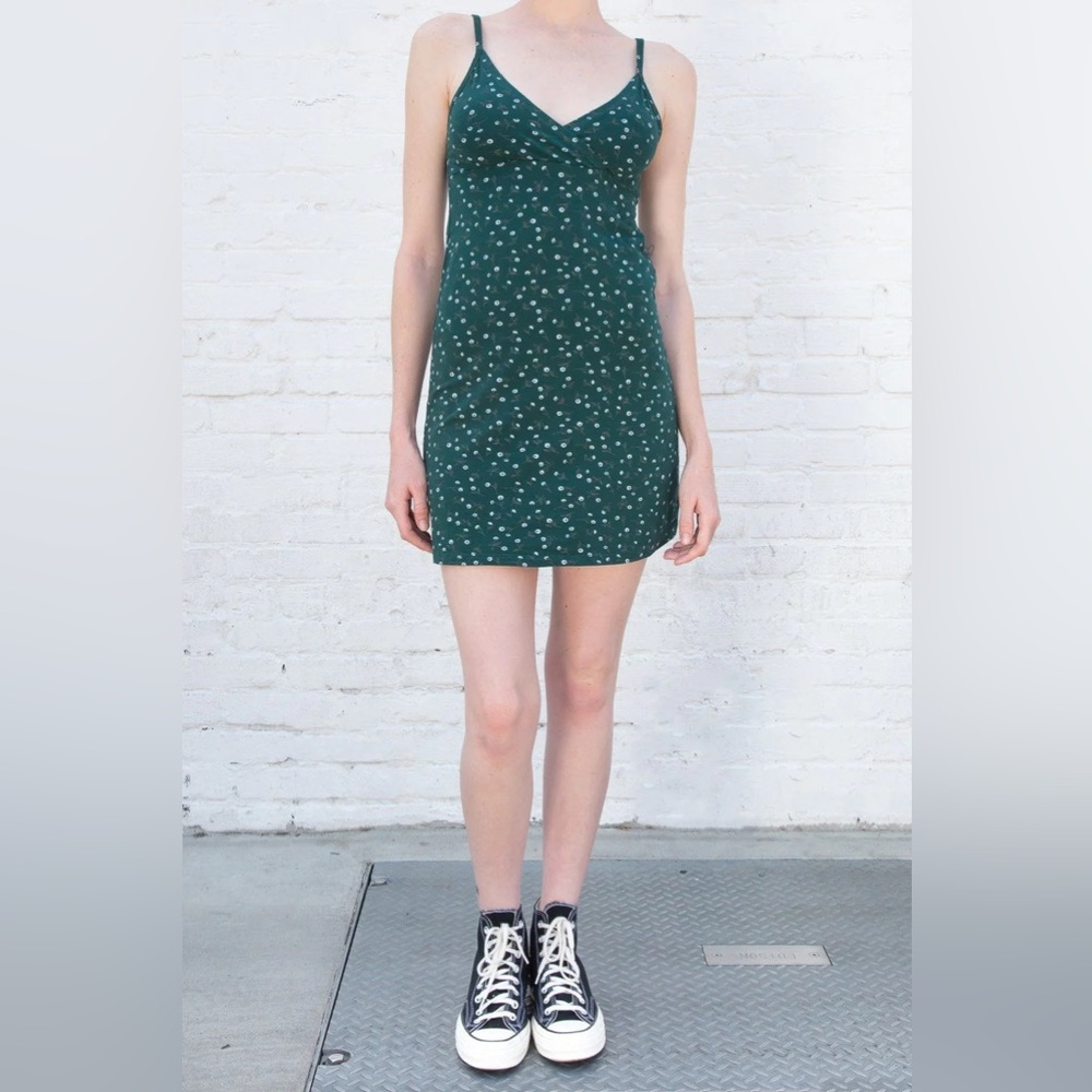 Brandy Melville Green Floral Amara Dress